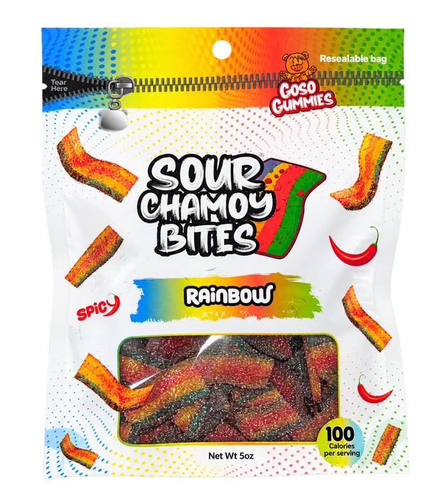 Rainbow Sour Chamoy Bites packaging